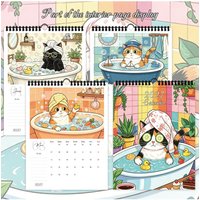 1pc 2027 Wall Calendar, Healing Bathing Cat Theme, 12-Month Monthly Planner, Perfect Gift for Birthdays, Christmas, New Year