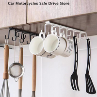 Punch-free Double-row Hooks Kitchen Cupboard Under Shelf Mug Cup Hanger Hook Iron Hanging Rack Holder Kitchen Cabinet Organizer