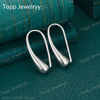 Elegant 925 Sterling Silver Exquisite Water Drop Geometric Ear Clip Fashion Women Wedding Gift Jewelry