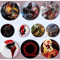 Furious Kratos game God of War Creative Round Badge Button Pin Bag Decor Fans Collection Friends Gift Brooch