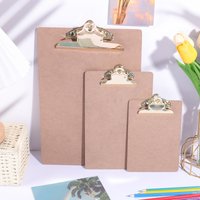 Wood Color Folder with Golden Metal Clip Different Sizes Portable Stylish Notes Ticket Holder Office School Stationery Supplies