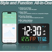 Tuya WiFi Temperature and Humidity Meter Desktop Clock Calendar Digital LED Display Auto-Calibration Real-time Hygrothermograph