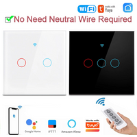 EU WiFi Smart Touch Light Switch No Neutral Wire Required Works with Tuya Alexa Google Home 1/2/3 Gang