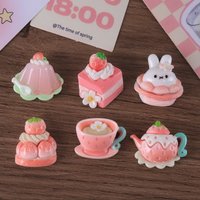 10pcs Sweet Strawberry Cream Cake Afternoon Tea DIY Handmade Resin Accessories