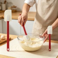 1pc Long Handled Silicone Spatula Jar Scraper Scoop Kitchen Baking Tool for Butter Cream Jam Spreading