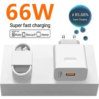 6A 66W Super Fast Charger For Huawei Mate 40 50 60 P50 P60 Nova 8 9 10 Honor 50 70 90 100 200 Lite X7 X8 X9 Magic 5 Type C Cable