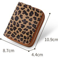 Leopard Print Short Wallet, Women's Double Zipper Coin Card Purse, Multi Functional Compact Organizer,RFID Blocking Wallet