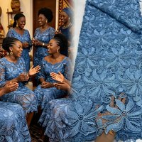 African Nigerian Water Soluble Fabric and Lace Newest Stones Guipure Cord Lace Embroidered for Women Wedding Dresses 5 Yards