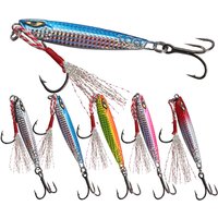 5Pcs 7g/10g/15g/20g/25g/30g Laser Casting Lure Metal Jig Sinking Fishing Bait Heavy Jigging With Treble Hook Assist Hook