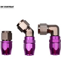 SK CUSTOM Fuel hose connector braided oil hose adapter engine oil line connector aluminum alloy AN4 AN6 AN8 AN10 45° 90°