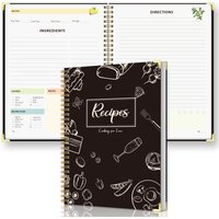 Recipe Journal Notebook with Spiral Binding, Blank Cookbook Organizer for Family Recipes Meal Planning
