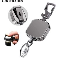 Belt Rope Lanyard Clip Keychain Name Tag Holder Keyring Id Card Cord Reel Retract Pull Key Chain Recoil Badge Bottle Opener