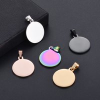 10Pcs/lot WholesaleMirror Polishing Stainless Steel Round Blank Dog Tag Charm Pendant Necklace DIY For Making Jewelry 5 Colors