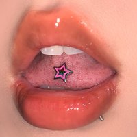 Titanium Steel External Thread Color Five Pointed Star Tongue Stud Spicy Girl Style Daily Party Puncture Jewelry