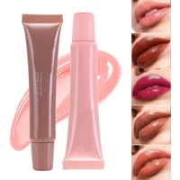 1pcs Soft Tube Mirror Lip Gloss Lip Oil Nude Brown Plumping Lip Gloss Moisturising Transparent Lipgloss Beauty Cosmetics Makeup