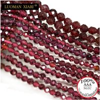 Fine 100% Natural Stone Beads Faceted Red Garnet Loose Round Gemstone For Jewelry Making DIY Bracelet Necklace Charm 2-4mm