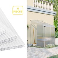 6pcs 4mm Polycarbonate Sheets, Outdoor Garden Greenhouse/shed/pavilion/window/canopy Roof Plate Transparent Hollow Double Layer Greenhouse Plate UV Proof Plate, Transparent, Fire Resistant, 61*122cm,