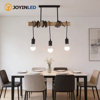 JOYINLED Retro Chandelier Vintage 3 Way Ceiling Light Wood Art Winding Ceiling Hanging Lamps for Living Room Dining Room Bedroom