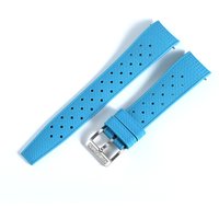 San Martin Watch Band FKM Strap 19mm 20mm 21mm Curved End Premium-Grade Tropi Fluorine Rubber Summer Diving Waterproof SN0144