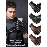 AliExpress Men's Fleece Thermal Leather Gloves Winter Warm Touch Screen Windproof Waterproof Driving Gloves Full Finger Gloves