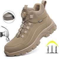 Men's Safety Work Boots Steel Toe Anti- Crush Resistant Punctureproof Kevlar Anti-slip Wear-resistant Fashionable Buckle