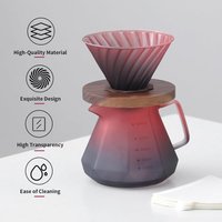 600ml Borosilicate Glass Pour Over Coffee Set Rose Red Sharing Pot With Filter Cup Filter Paper & Walnut Tray For Home Office