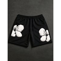Non-Cotton Floral Print Casual Shorts, Regular Fit Streetwear Bottoms for Daily Outings & Casual Wear