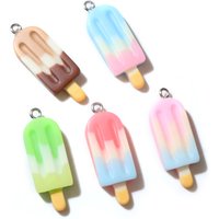 10PCS 15x40mm Mix Gradient Color Ice Cream Charms Resin Simulated Food Pendant For Woman Making Jewelry DIY Accessories
