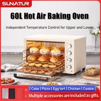 SUNATUR 2200W Heißluft-Umluftofen, kleiner gewerblicher Pizza-Toasterofen, 60L elektrischer Tischofen, Haushaltsbackofen