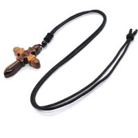 Natural Labradorite Carved Cross Pendant Necklace Adjustable Silver Obsidian for Women Amethyst Agate Tiger Eye Stone Jewelry