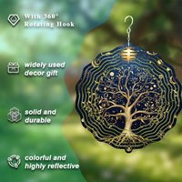 Large Metal 3D Wind Vane Tree of Life with 360 Degree Rotating Hook Creates Dynamic Artistic Effect for Outdoor Decor