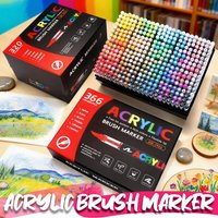 12-366 Colors Acrylic Painting Marker Waterproof Acrylic Brush Marker Professional Acrylic Marker Set DIY Coloring Art Supplies