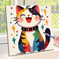 Huacan Digital Oil Painting By Numbers Cute Cat DIY Art Acrylic Paint By Number Animal Cartoon Handmade Hobby Wall Decoration
