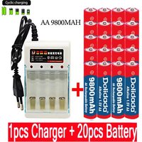 Akumulator 2026Nowy Bateria AA 9800 Mah AA 1,5 V. Akumulator Nowe Alkaline Drummey + 1 szt. Ładowarka do baterii 4-celowych