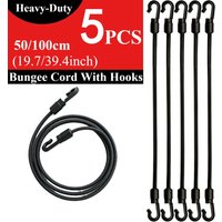 5pcs 50Cm/100Cm Size Thickened Heavy Duty Elastic Bungee Cord Integrated Plastic Hooks for Home Outdoor Use Tension Fixed Rope