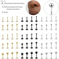 ZS 1PC 18G/20G Silver Color Lip Stud Stainless Steel Lip Piercings for Women Gold Color Earrings 5mm/6mm/7mm/8mm Body Jewelry