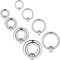 1pcs Stainless Steel Large Gauge Captive Bead Ring 20G-00G Nose Hoop for Women Men Ball Closure Rings Ear Piercing Body Jewelry