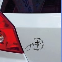 1PC Jesus The Way The Truth The Life Cross Sticker For Car Window Laptop Home Decor Waterproof Vinyl Decal