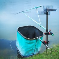 Fishing Bait Tray Holder Set with Ground Spike & Adjustable Support, Multi-Function Bait Bowl Rack for Carp & Coarse Fishing