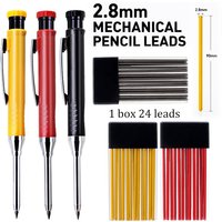 2.8mm Solid Carpenter Pencil Mechanical Pencil Set Built-in Pencil Sharpener with Refill Leads Deep Hole Drawing Marking Tools
