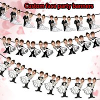 Customized wedding themed groom/bride facial photo banner, suitable for weddings, engagements, bachelor parties