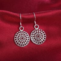 925 Sterling Silver Exquisite Openwork Round Earrings For Women Fashion Charm Wedding Christmas Gift Jewelry