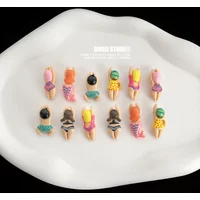 6Pcs Mini Swimming Girl Resin Fridge Magnet Home Decoration Cute Fridge Magnet Photo Message Magnet