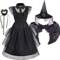 Children Princess Fantasy Kids Fairy Carnival Green Black Dress Girls Witch Performance Wing Disguise Cosplay Christmas Costume