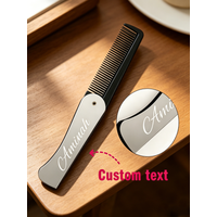 Personalized Engravable Stainless Steel Folding Comb for Men, Portable Beard Hair Grooming Comb with Cover, Foldable Travel Gift