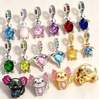 Disney New Best Seller Sea Turtle Dolphin Salamander Pendant Charms Beads DIY Women Jewelry Gift Beads Fit Bracelets