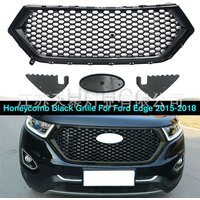 Front Middle Racing Grille for Ford Edge 2015 2016 2017 2018 Gloss Black Honeycomb High Quality ABS Grills Mesh Style