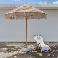 Bohemian Cotton Rope Lace Parasol Wooden Pole Hand Fringed Woven Canopy Straw Hat Lace Crochet