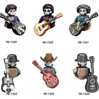 Anime-style movie action doll set, creative building toy set, skull style, guitar, building block collection and decorative toys