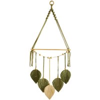 Woven Leaves Handmade Macrame Wall Hanging Shelf Wooden Floating Shelves Decoration For Bedroom Home Leaf Wall